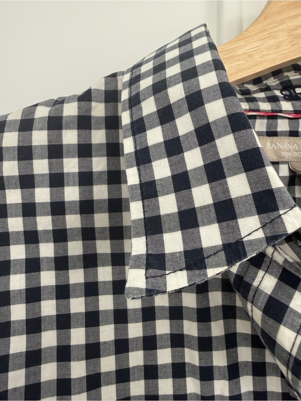 Navy gingham button down - Picture 3 of 4